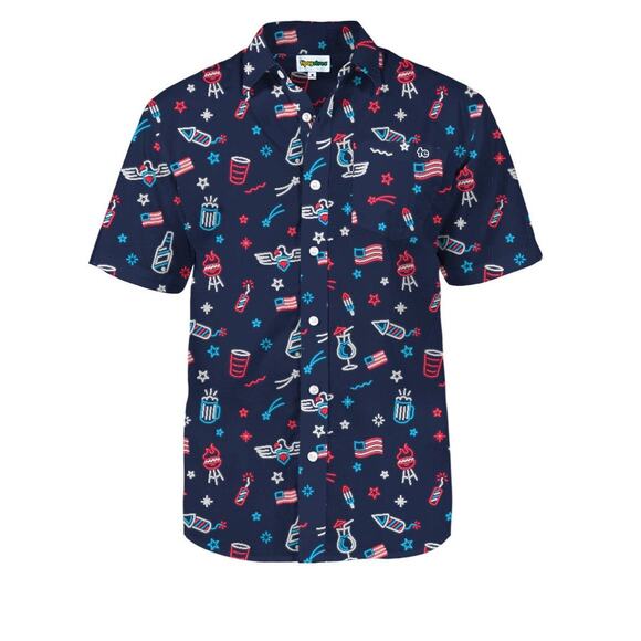 Tipsy Elves Men’s 4XL Button Down Shirt Patriotic America BBQ Party USA NWT - Picture 3 of 8